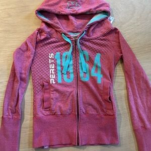 1964 Women's Zip Hoodie in Pink with Teal Accents 4042
